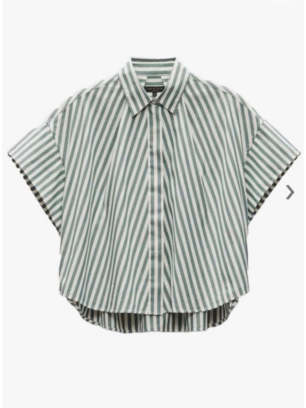 RAG & BONE Green Stripe Martha Short Sleeve Poplin Shirt Size Small